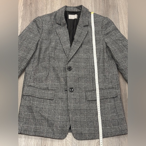 Everlane The Oversized Glen Plaid Wool Blazer Coat Jacket Black White Size 8 - Picture 2 of 14